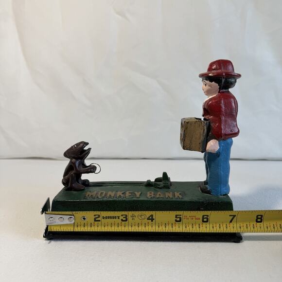 VTG Mechanical Cast Iron Jumping Monkey Coin Bank Works and in Good Condition!! - Picture 8 of 9